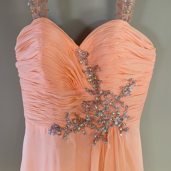 MacDuggal Peach/Pink Prom Dress - Picture 3 of 11